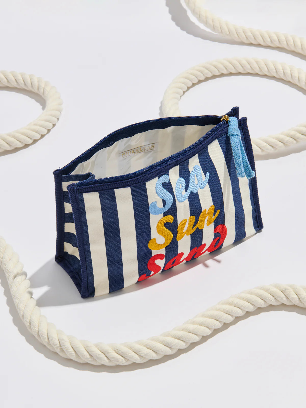 "Sea Sun Sand" Zip Pouch, Navy