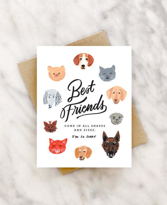 Best friends come in all shapes and sizes pet sympathy card