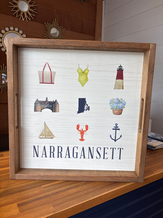 Narragansett Rhode Island Icons Wooden Serving Tray