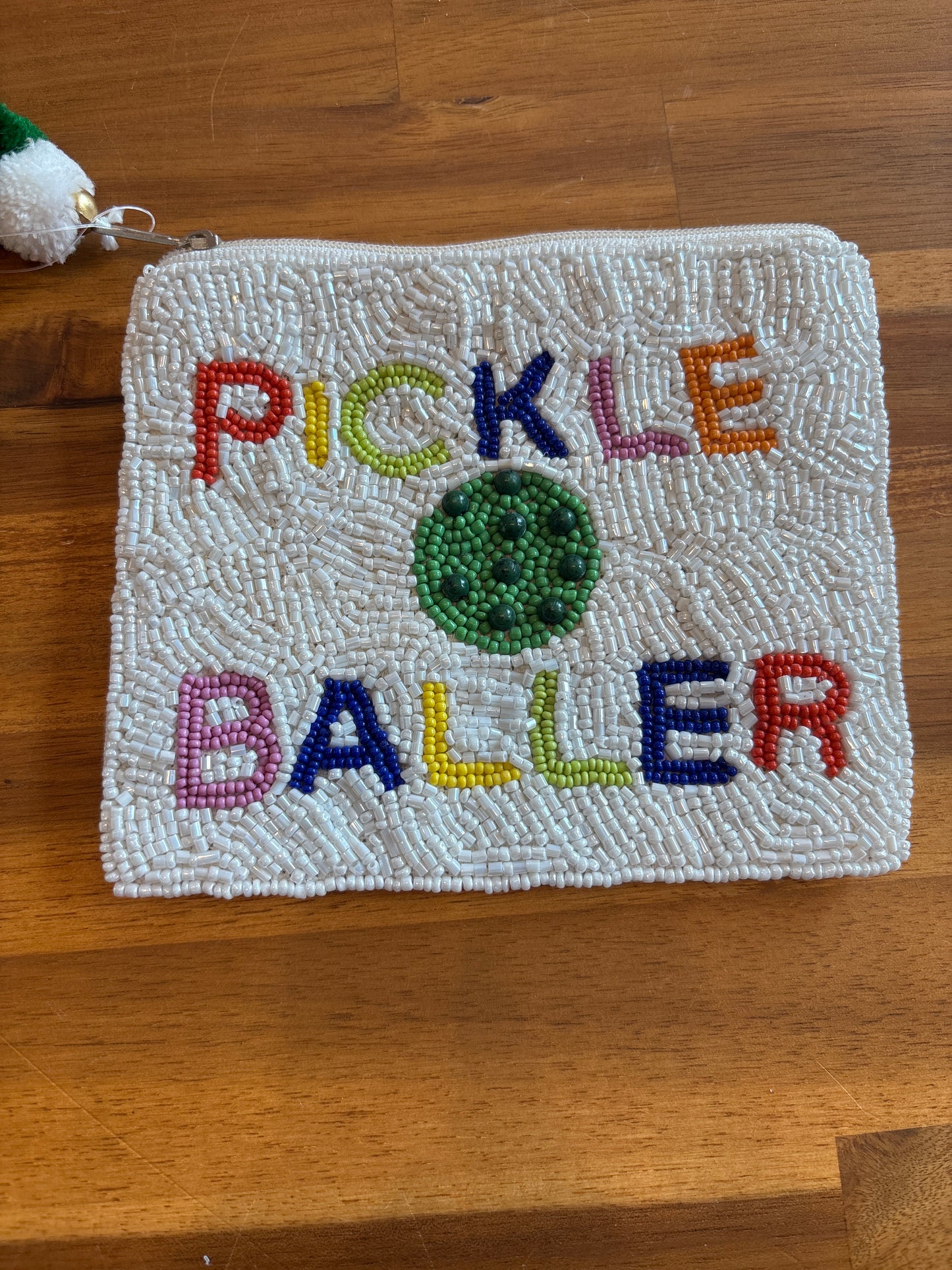 Pickle Baller Beaded Coin Pouch