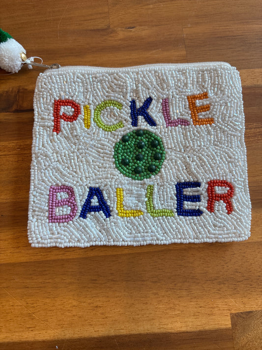 Pickle Baller Beaded Coin Pouch