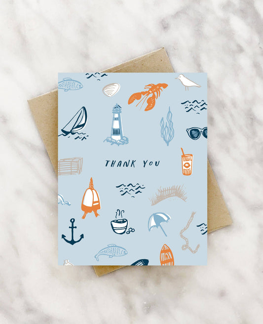 New England icons thank you card