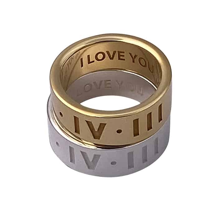 1-4-3 Love Code Silver Wide Band Ring