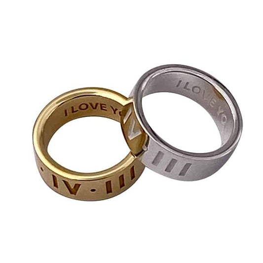 1-4-3 Love Code Silver Wide Band Ring