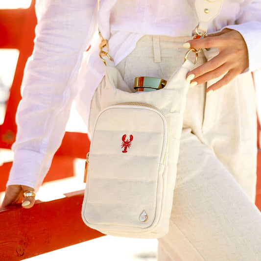 Natural Canvas HydroBag with Lobster Embroidery