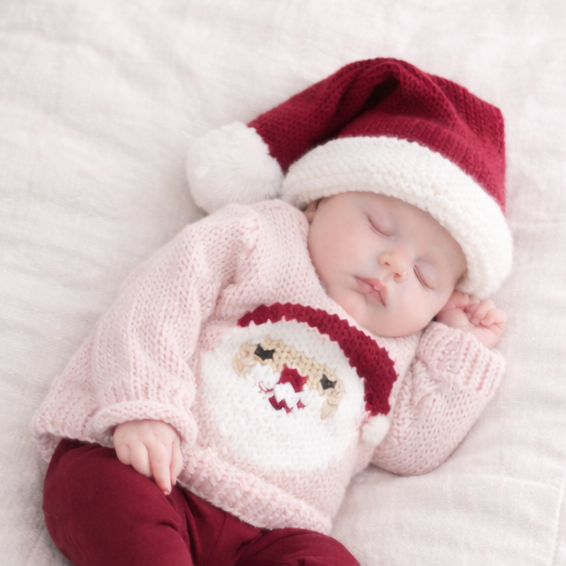 Santa Crimson Stocking Hat for Baby Kids & Adult
