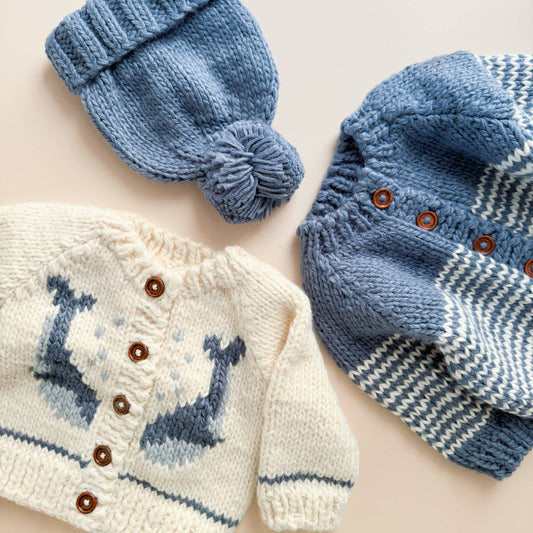 Classic Pom Hat Blue Boy Beanie Accessories Fall Winter Gift