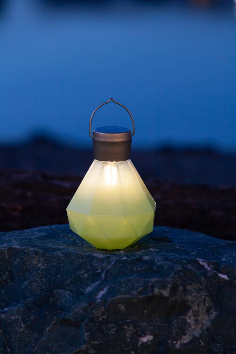 Gem Light - 6.75" Glass Outdoor Solar Lantern - Jade