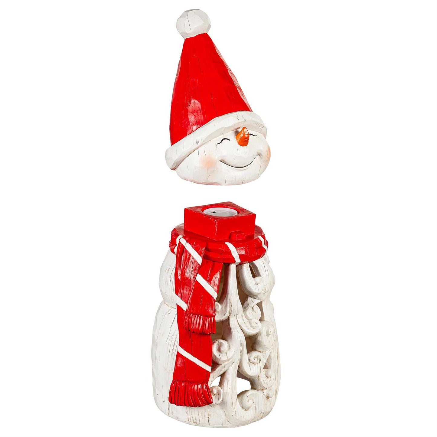 LED Resin Garden Statue, Snowman with Hat