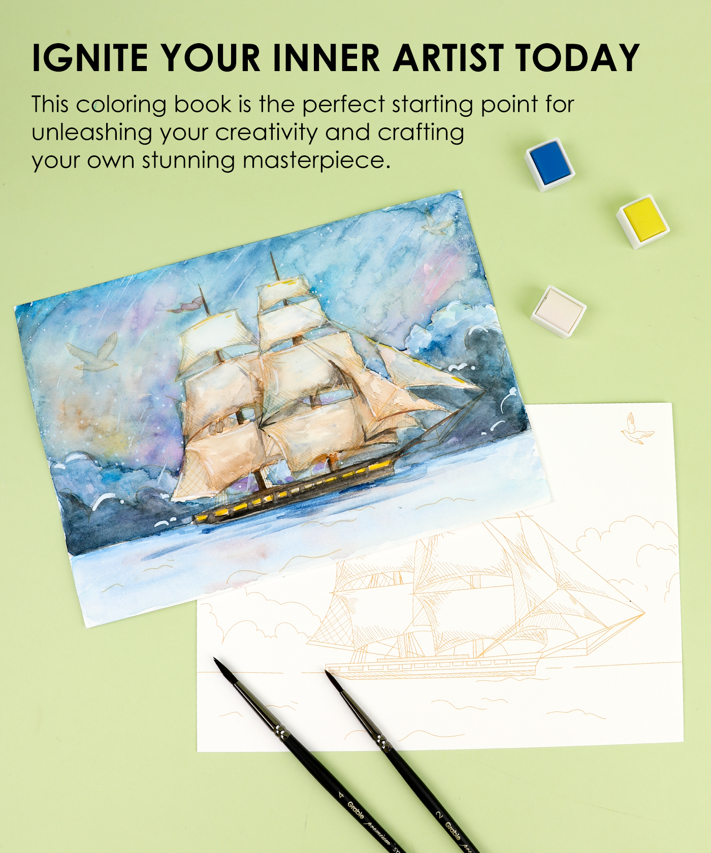 Watercolor Coloring Club Box - Landscape