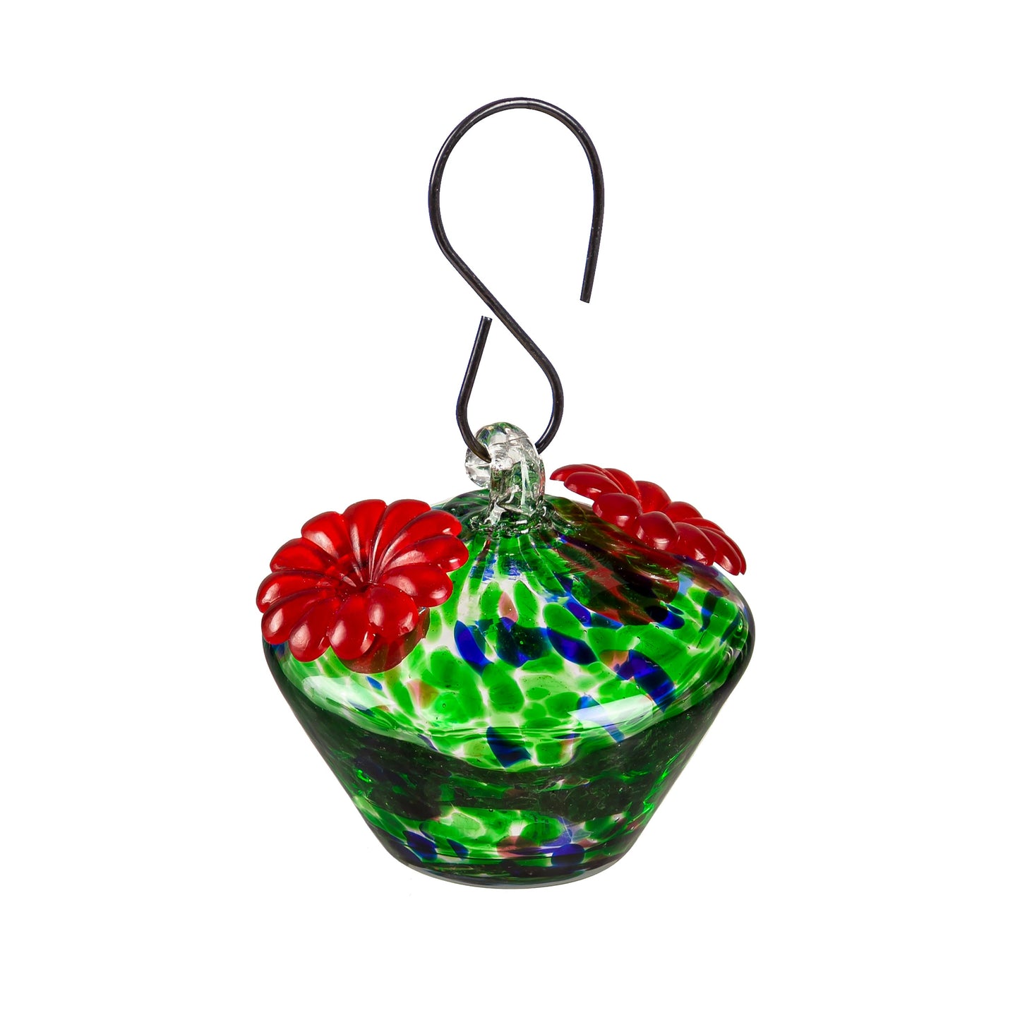 Glass Hummingbird Feeder with Speckle Paint Finish