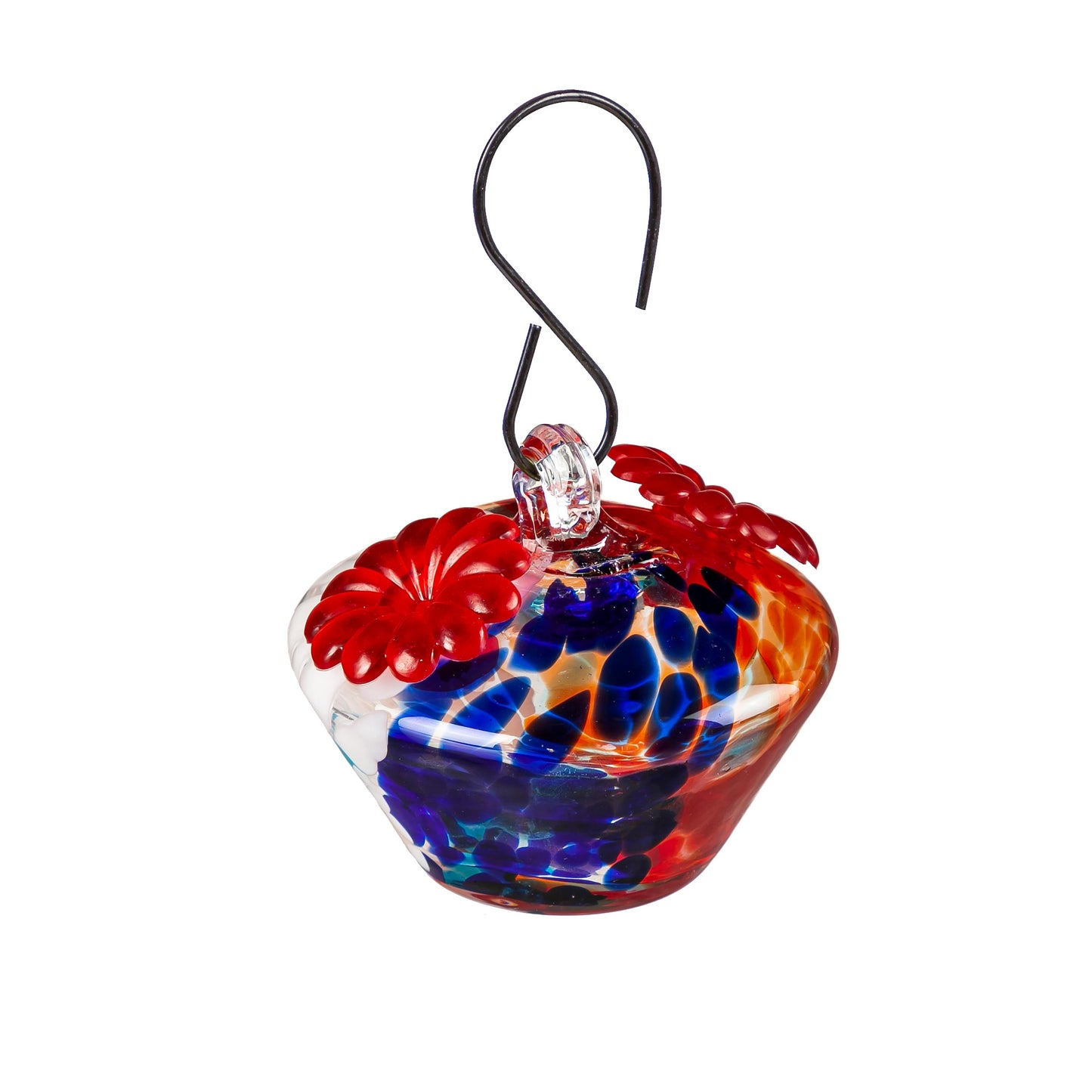 Glass Hummingbird Feeder with Speckle Paint Finish