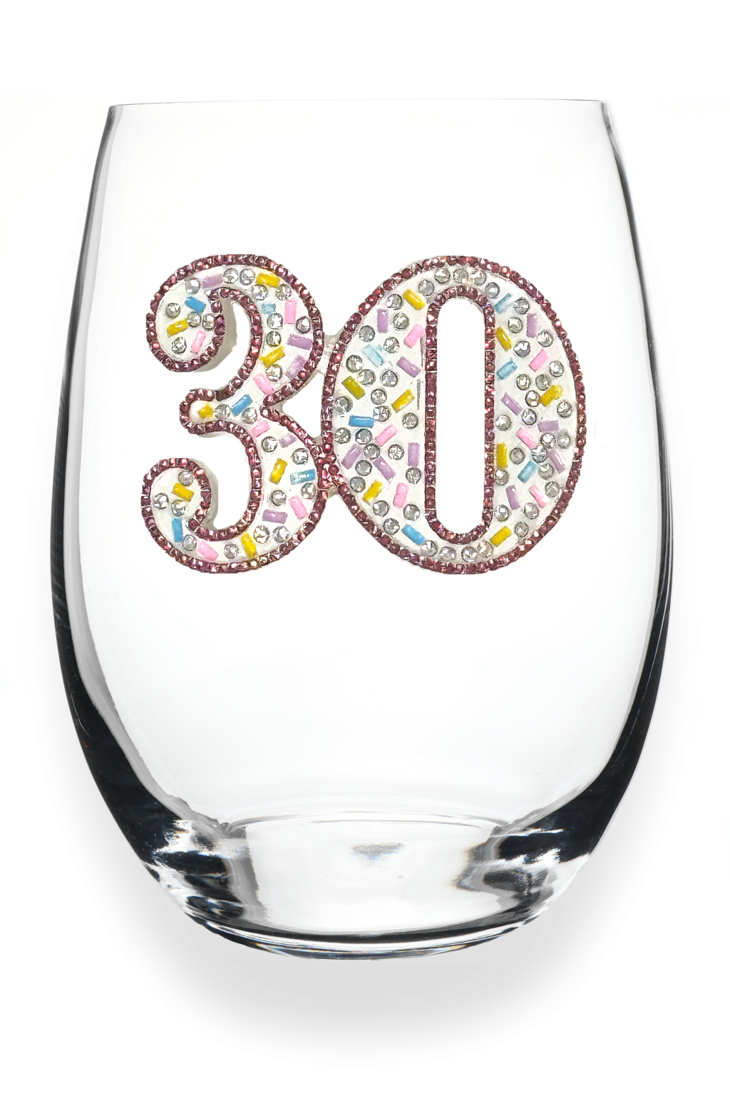 30th Birthday Jeweled Stemless Wine Glass