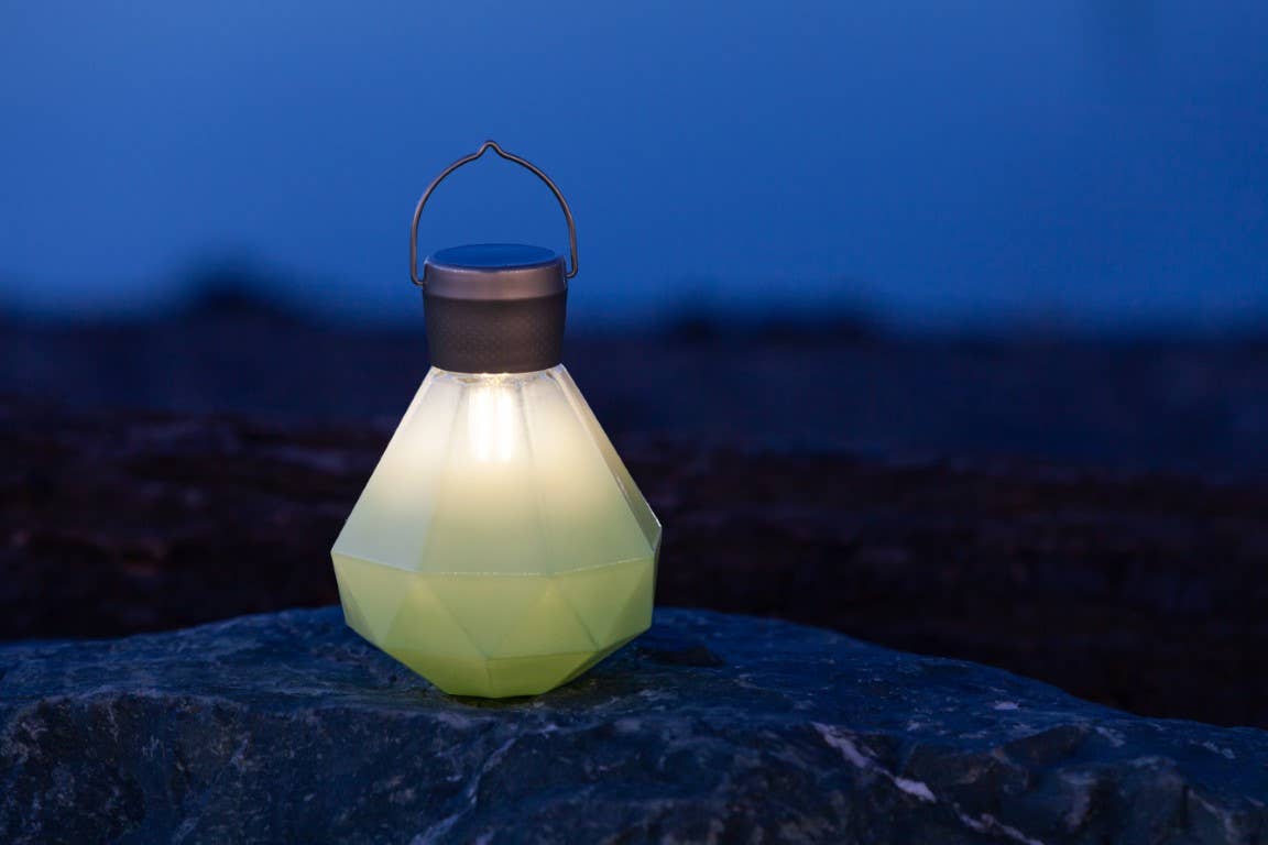 Gem Light - 6.75" Glass Outdoor Solar Lantern - Jade