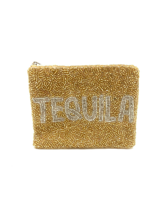 Gold Tequila Beaded Coin Purse