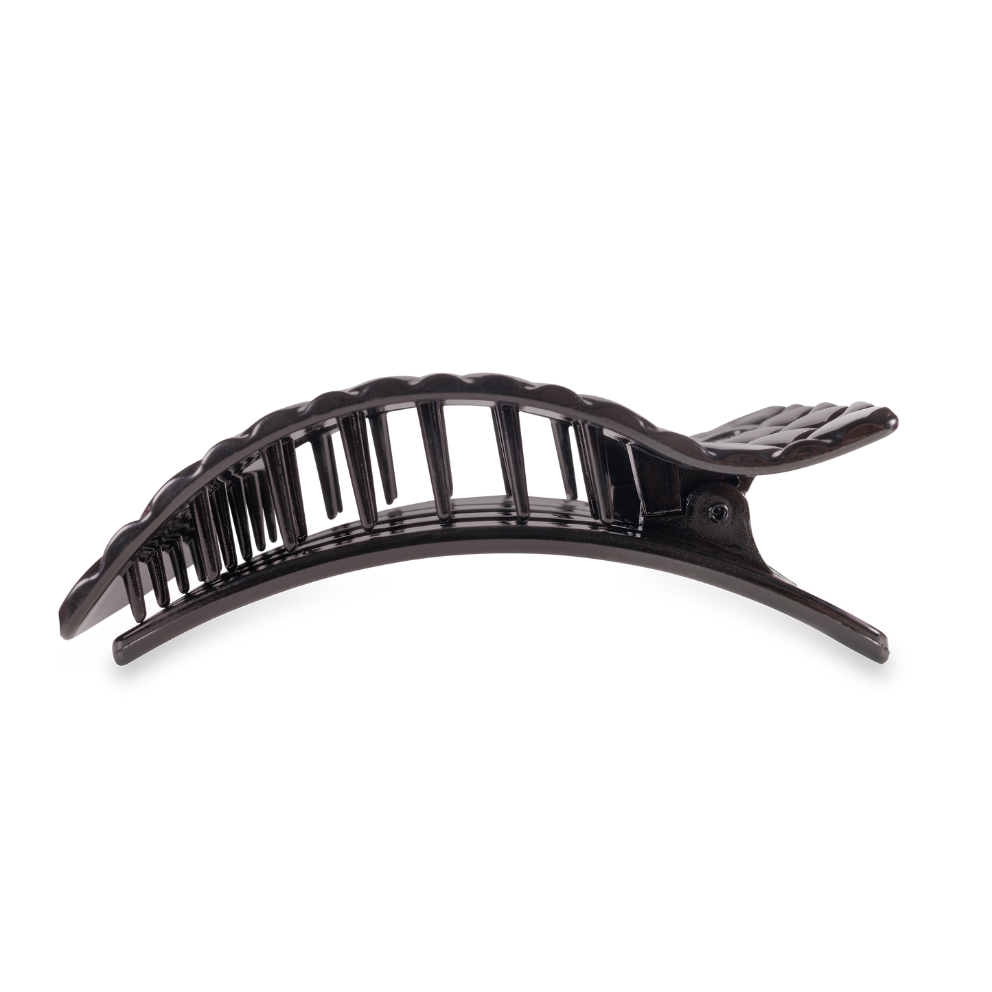 Jet Black Quilted Large Flat Rectangle Hair Clip