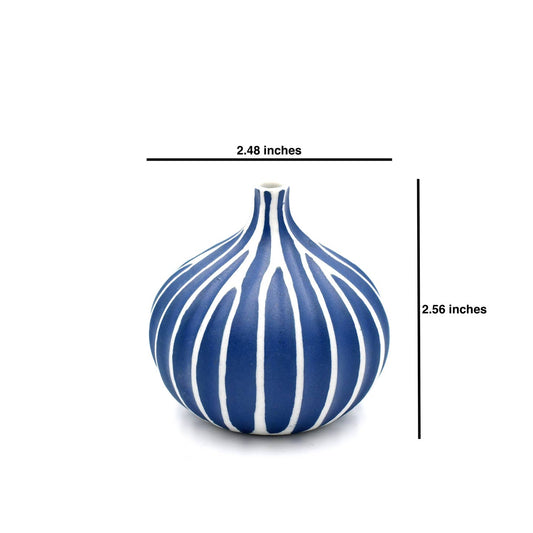 Porcelain Bud Vase Congo Tiny (Small) - Blue with White Stripes