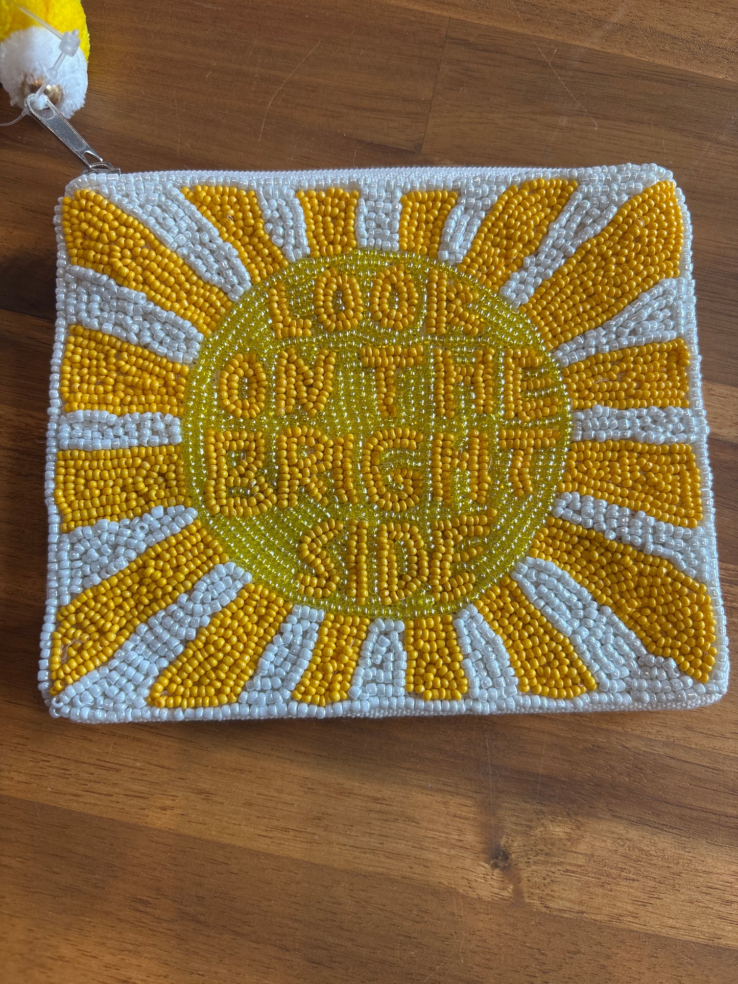 Look on the Bright Side Beaded Coin Pouch