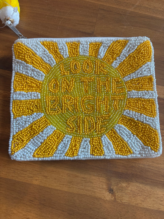 Look on the Bright Side Beaded Coin Pouch