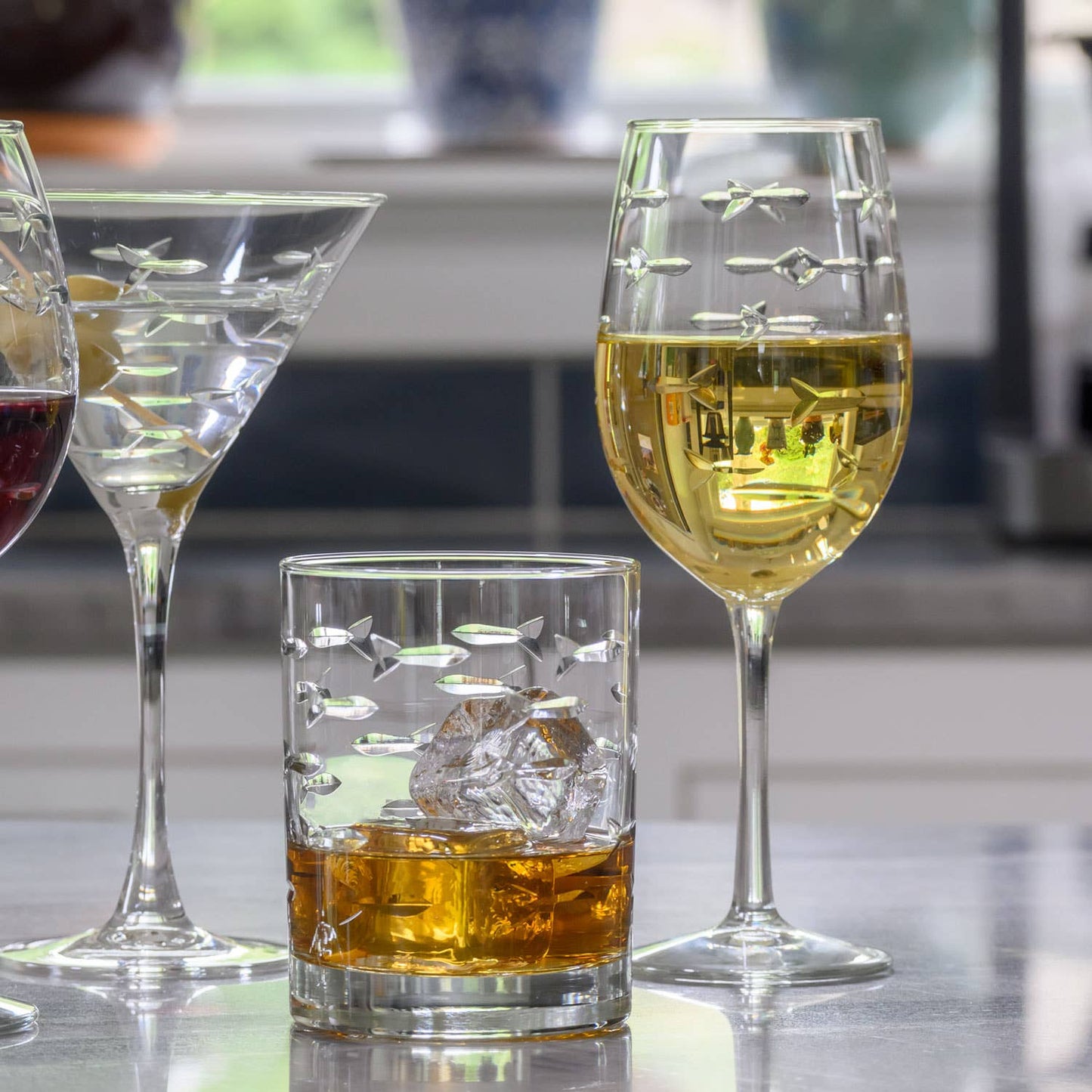 School of Fish Double Old Fashioned Glass 13oz