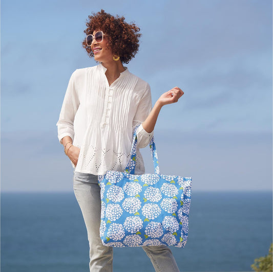 Hydrangea Blue Little Shopper Canvas Tote Bag