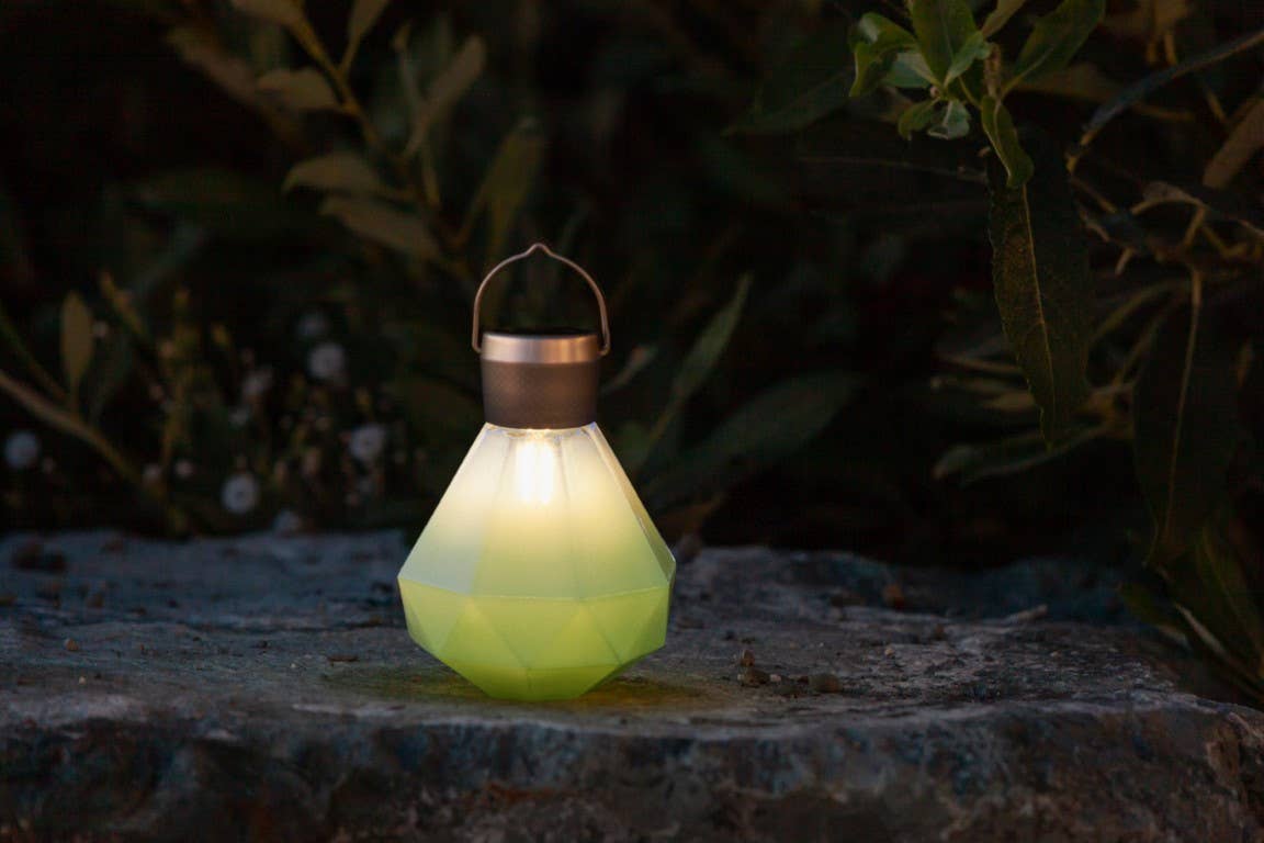 Gem Light - 6.75" Glass Outdoor Solar Lantern - Jade