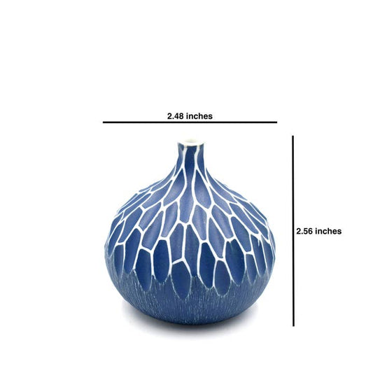 Porcelain Bud Vase Congo Tiny (Small) - Blue with White Honeycomb Pattern