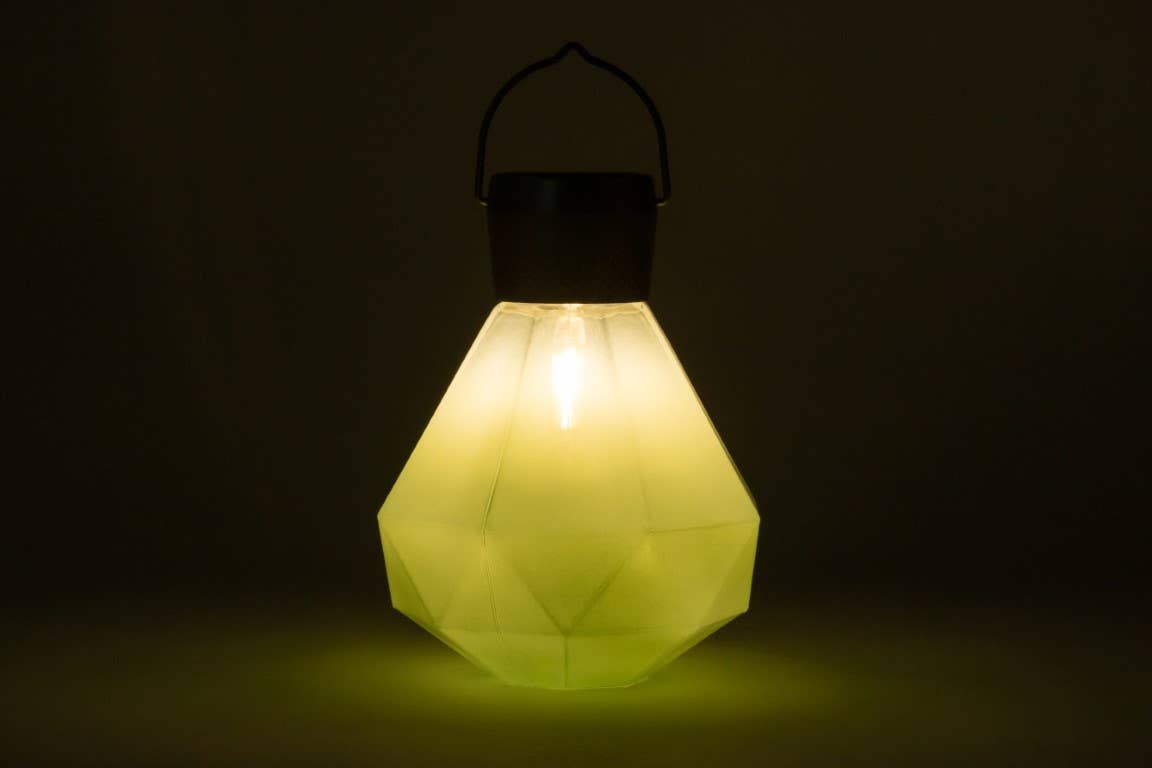 Gem Light - 6.75" Glass Outdoor Solar Lantern - Jade