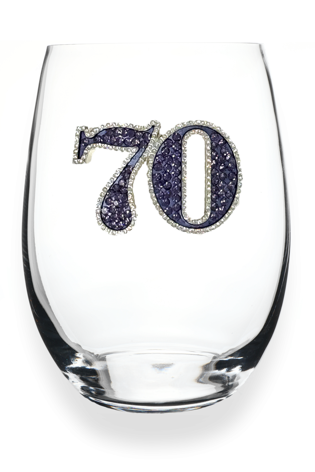 70th Birthday Jeweled Stemless Wine Glass