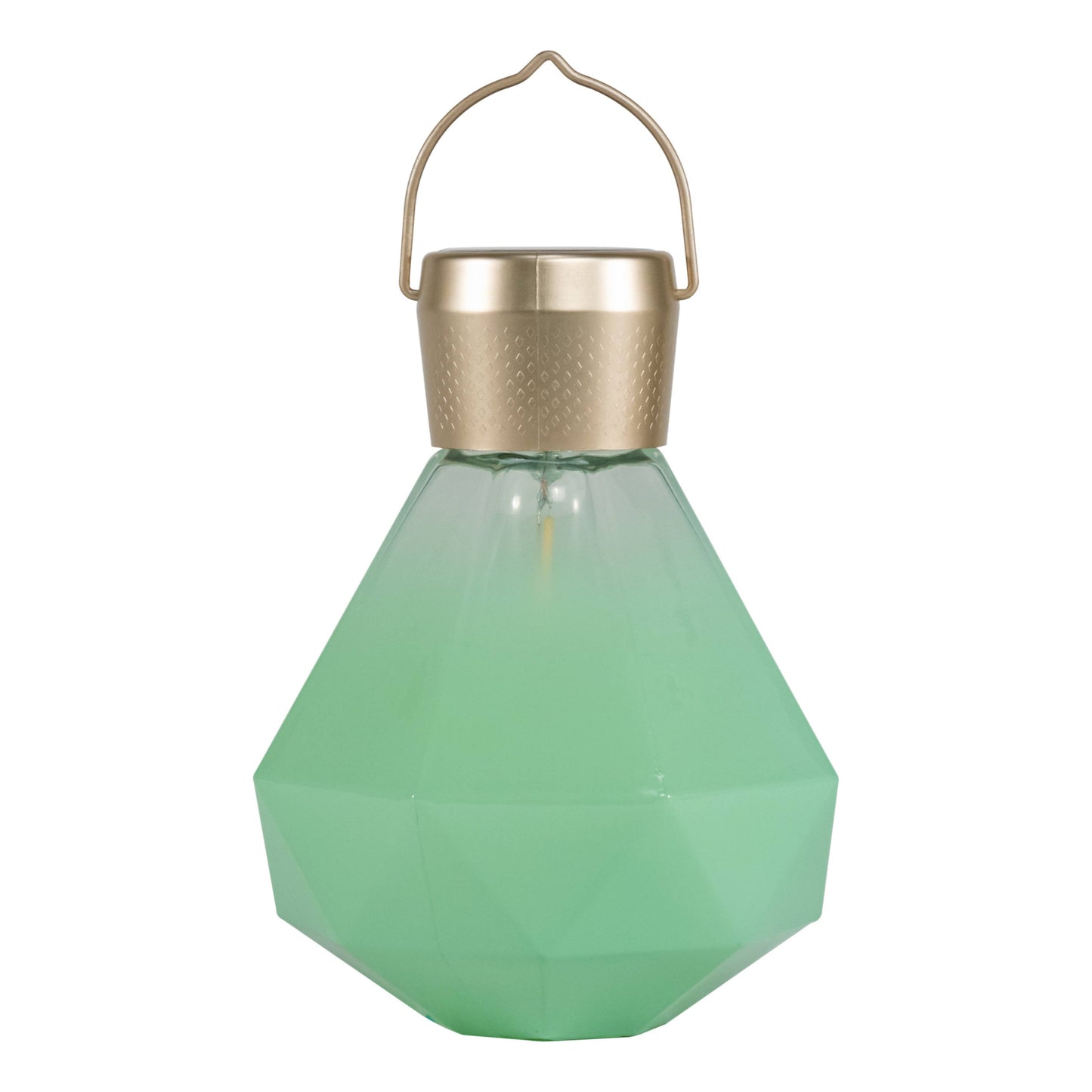 Gem Light - 6.75" Glass Outdoor Solar Lantern - Jade