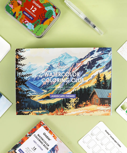 Watercolor Coloring Club Box - Landscape