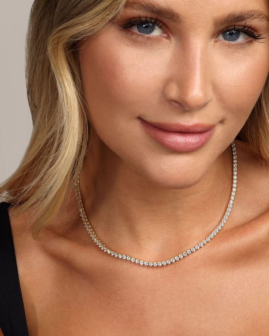 Not Your Basic Tennis Necklace 16" Gold