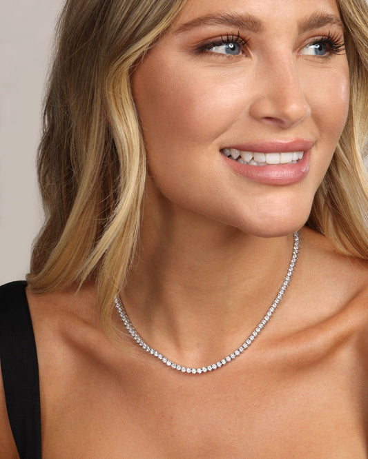 Not Your Basic Tennis Necklace 16" Silver
