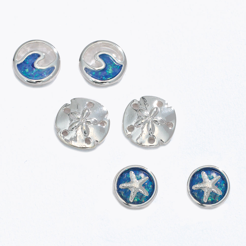 Silver + Blue Sea Life Earrings