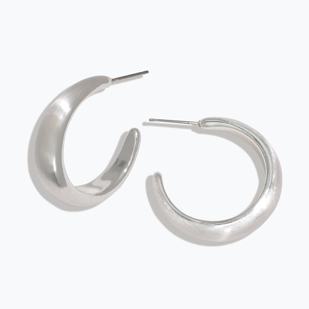 Matte Silver Hoops Earrings