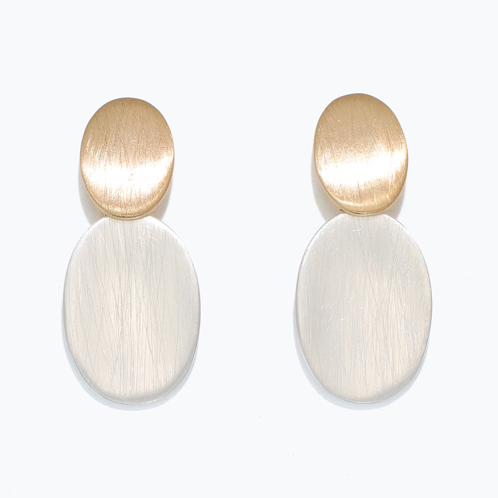 Two-Tone Textured Drops Earrings