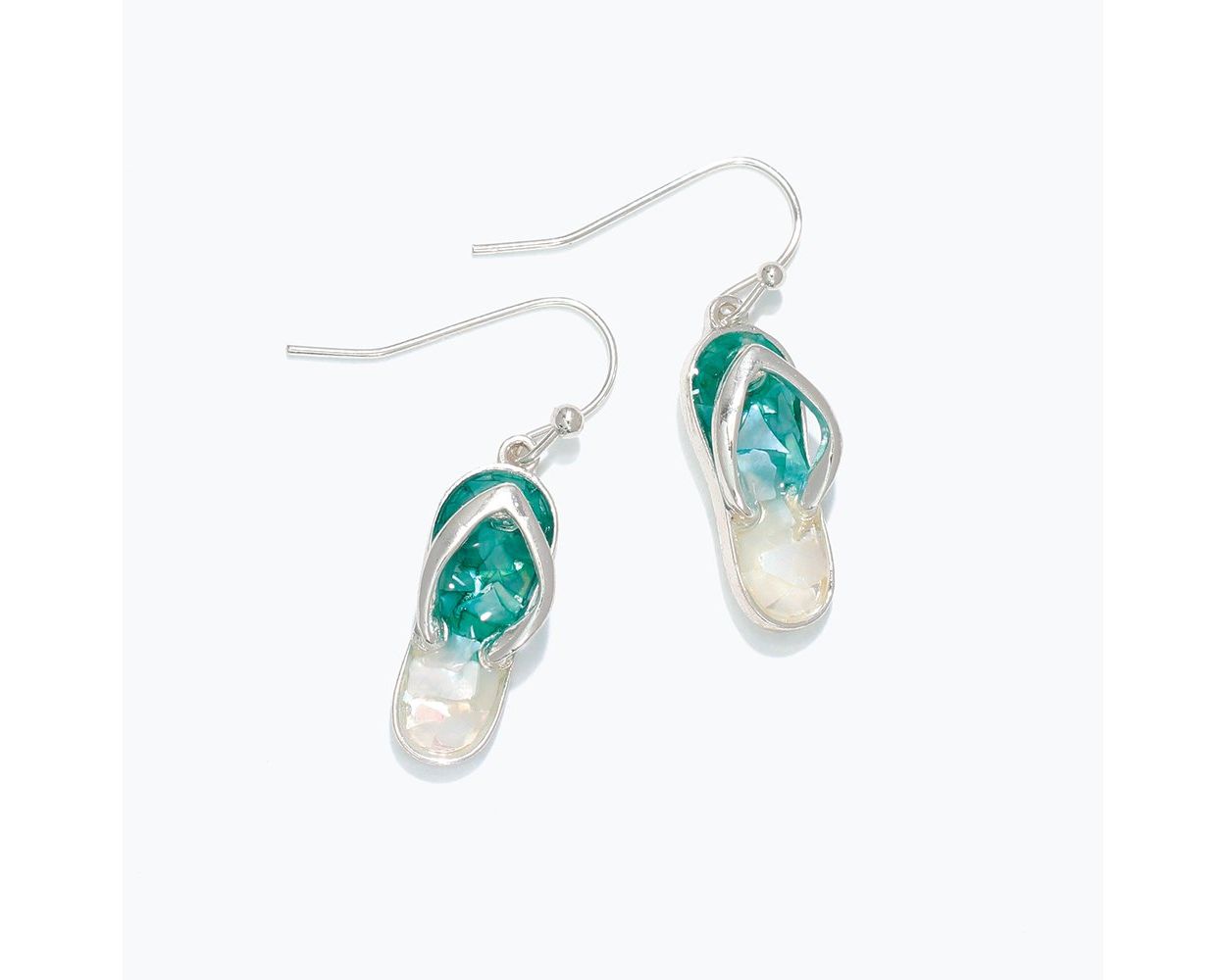 Aqua Shell Flip Flop Earrings
