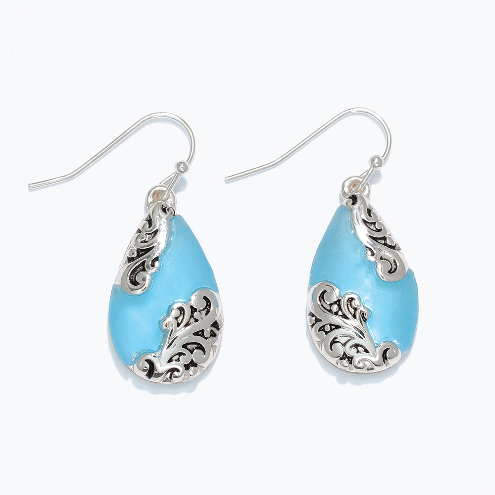 Sky Blue w Silver Filigree Earrings