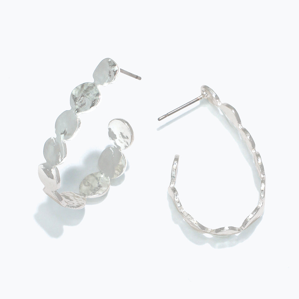 Hammered Dotted Hoop Earrings