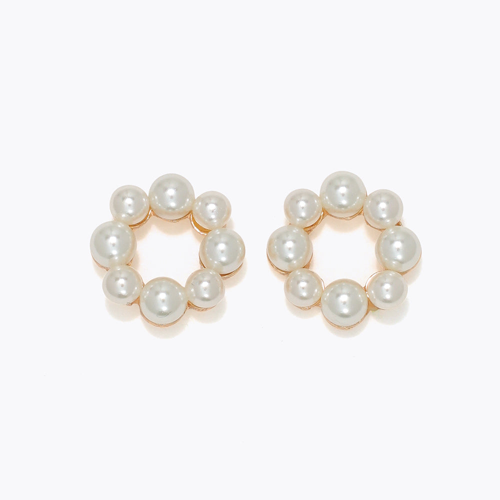 Open Circle of Pearls Earrings
