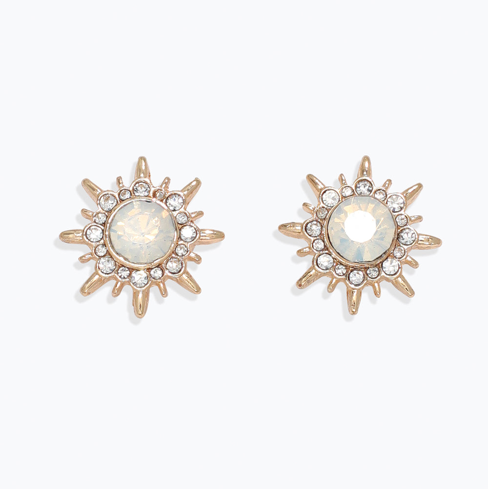 Golden Bursts with Crystals Earrings