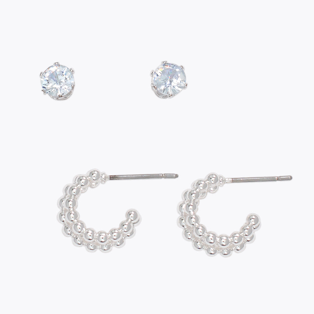 CZ and Beaded Hoop Duo