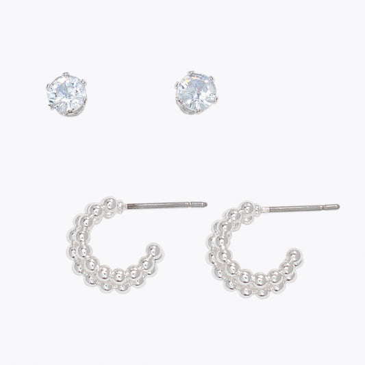 CZ and Beaded Hoop Duo