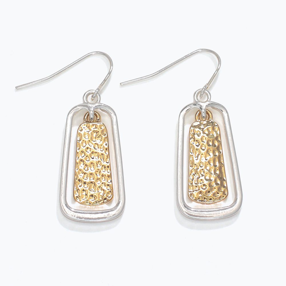 Two-Tone Hammered Dangle Earrings
