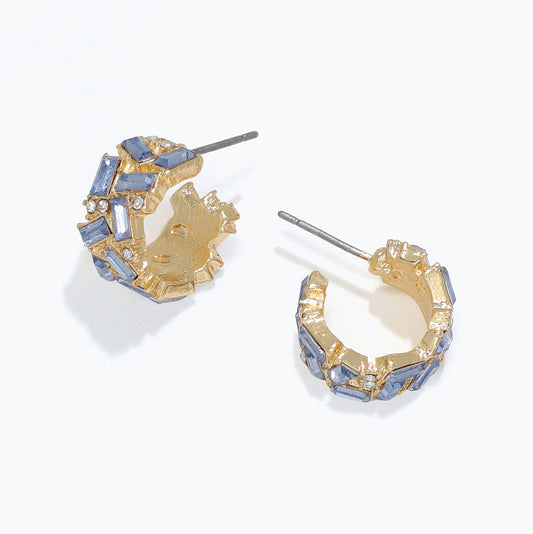 Gold Hoop with Blue Crystals