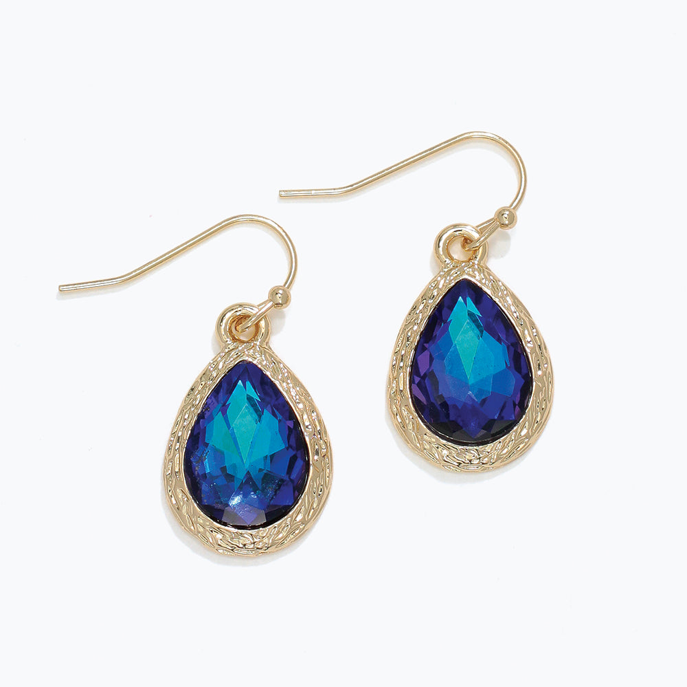 Gold Teardrops with Blue Crystals