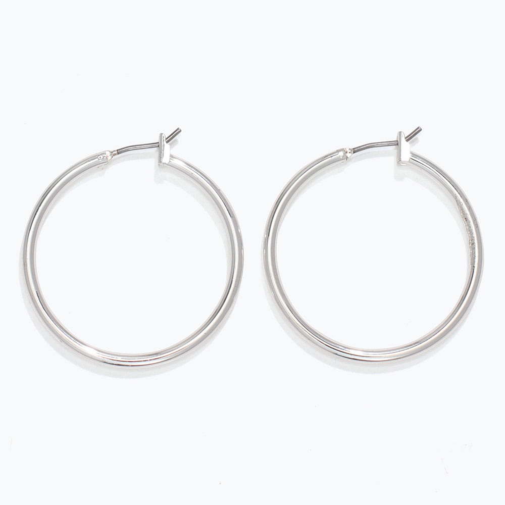 1" Silver Hoop Earrings