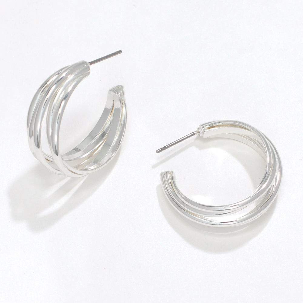 Multi Strand Silver Hoop Earrings