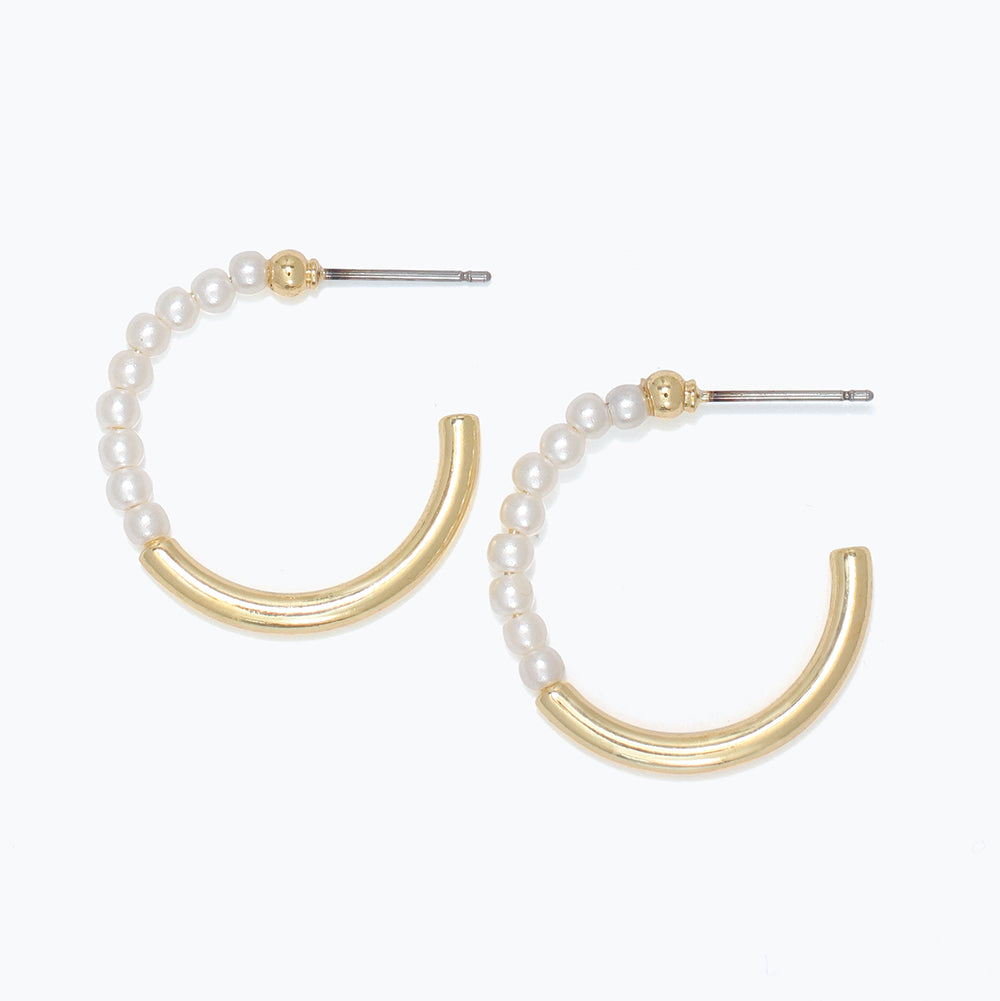 Gold Hoops with Pearls