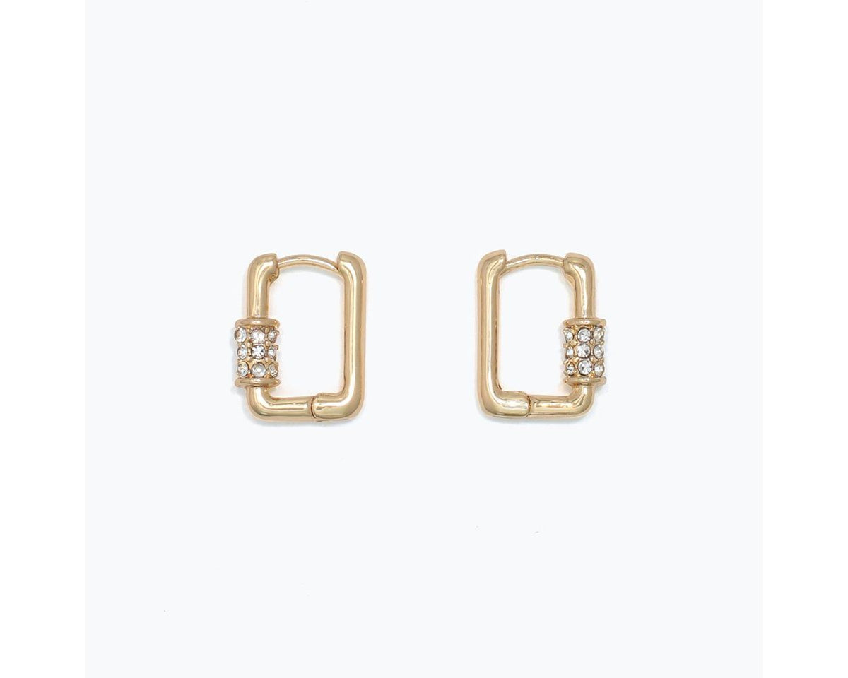 Gold Huggies with Crystals Earrings